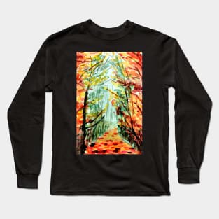 Fall in the forest watercolor pattern Long Sleeve T-Shirt